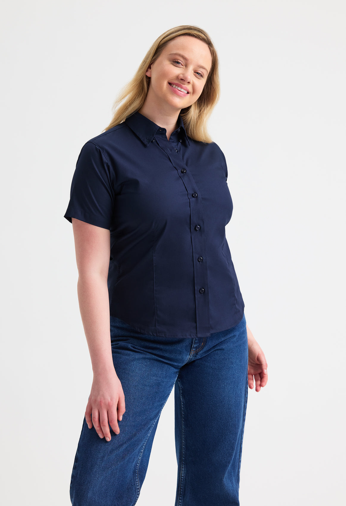 UC704 Ladies Pinpoint Oxford Half Sleeve Shirt